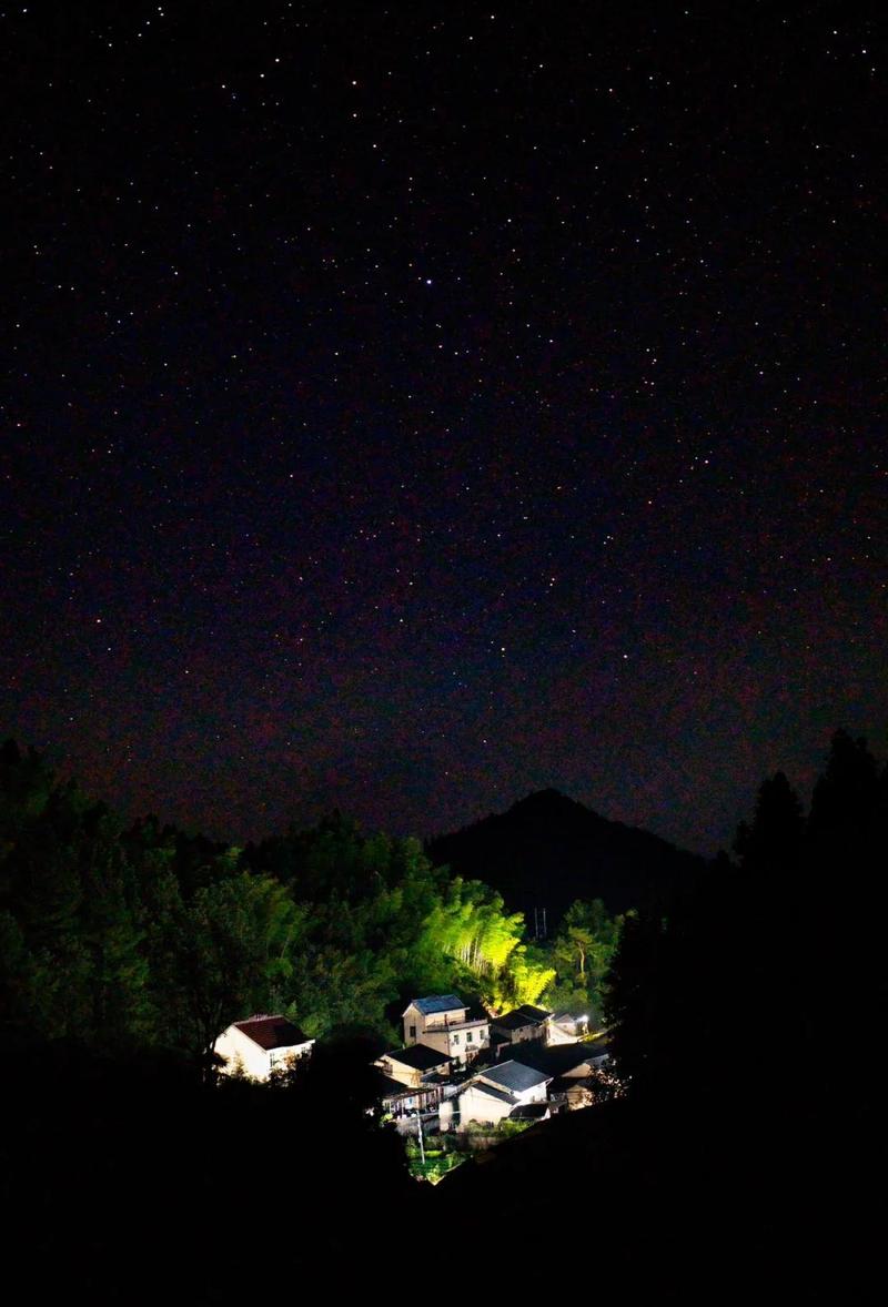 金坛柚山村深夜银河星空全景