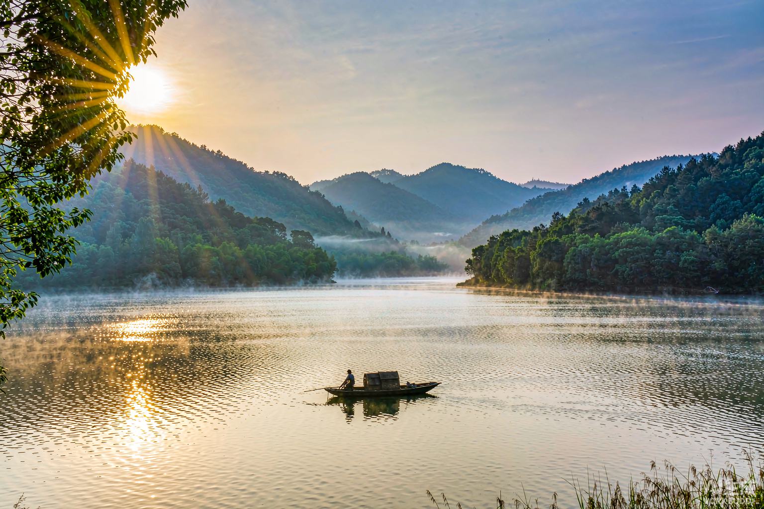 长荡湖湖光山色实景